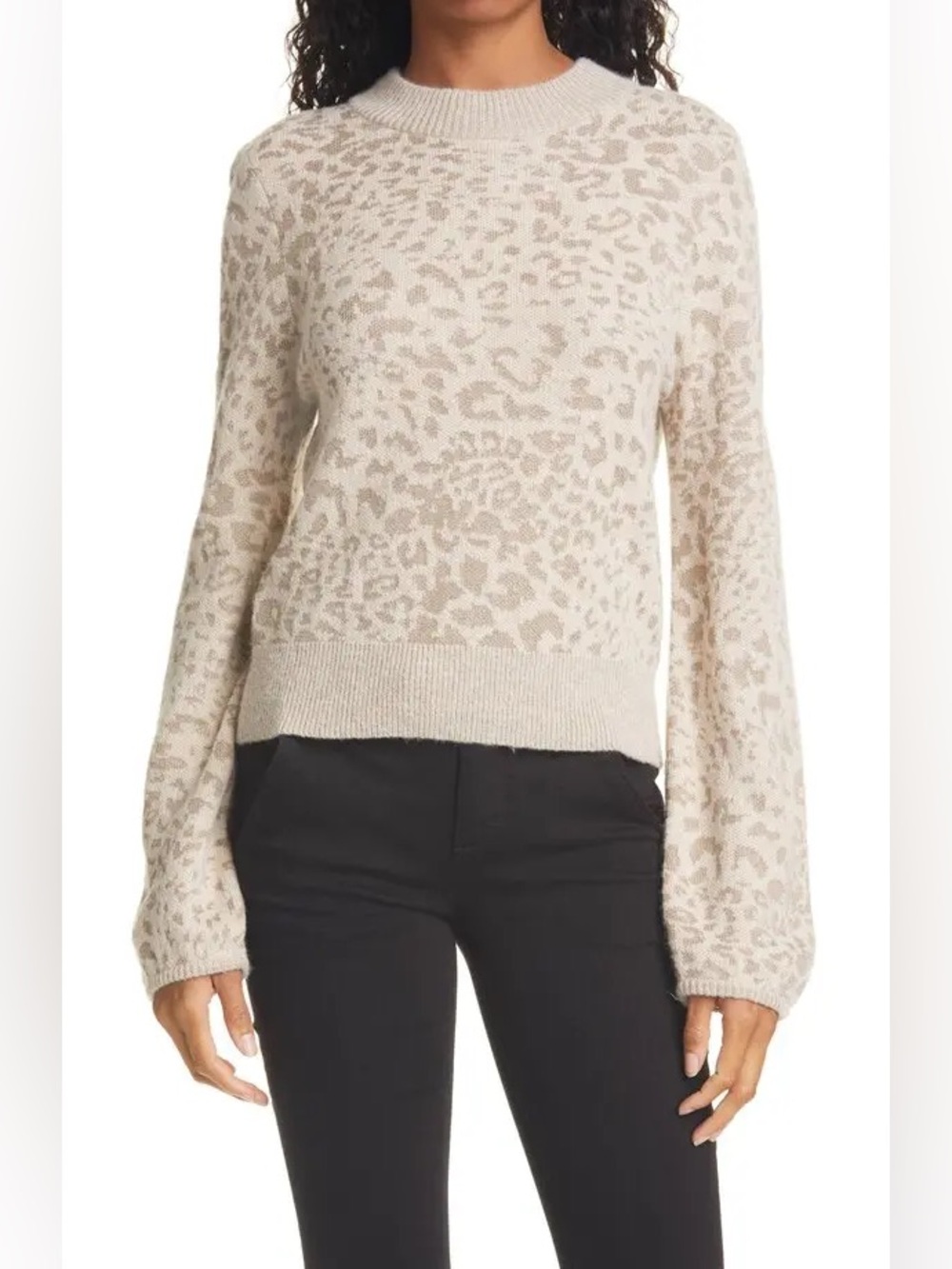 Veronica Beard Tilda Animal Print Sweater medium classic alpaca balloon sleeve